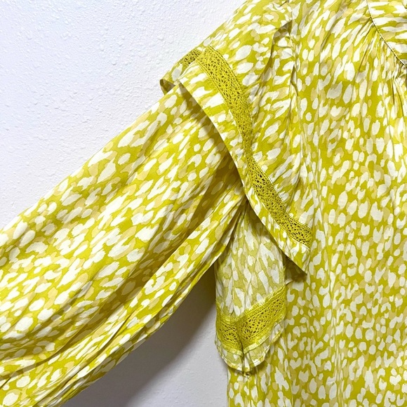Who What Wear Yellow Ruffled Mandarin Collar Blouse Large - Picture 4 of 11